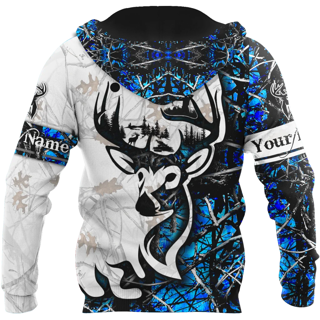 Sudadera con capucha y sudadera con estampado 3D de caza de ciervos con nombre personalizado para hombre, sudaderas con capucha con cremallera Unisex de otoño, ropa de calle informal KJ817 - imagen 5