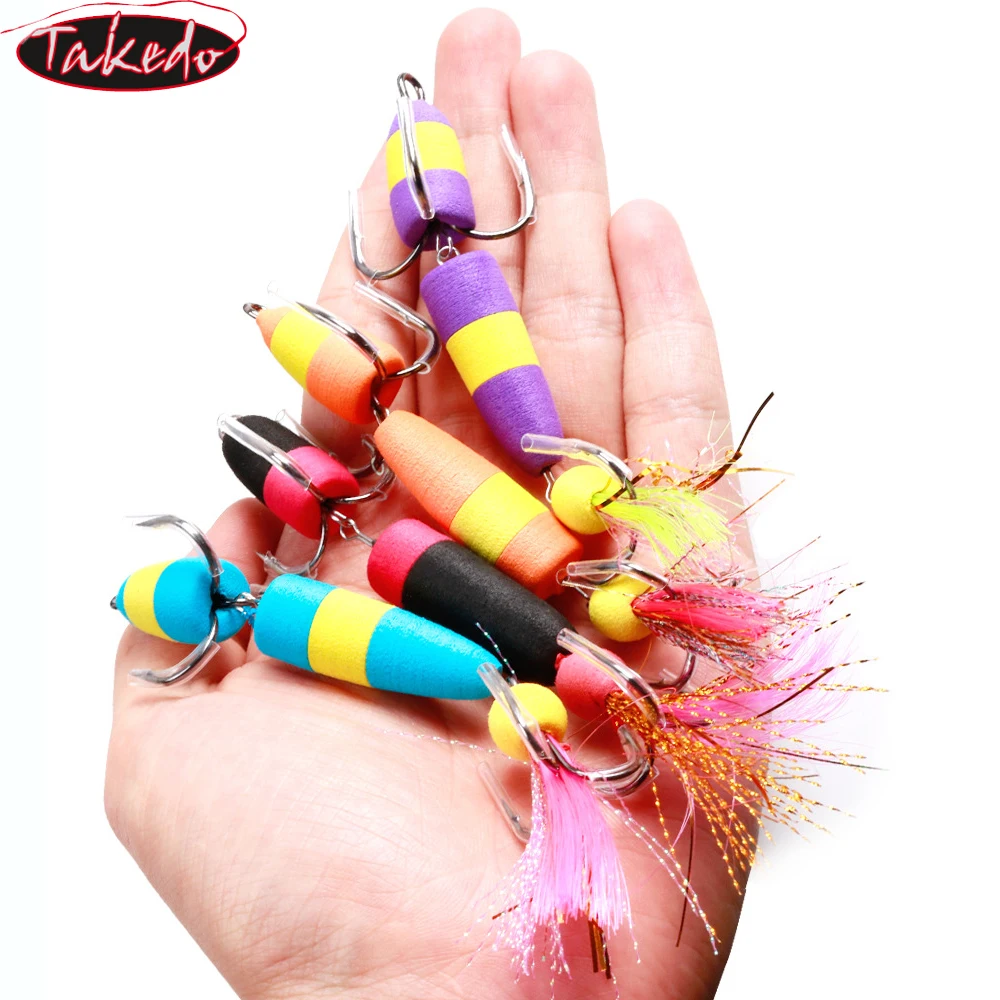 TAKEDO XL1 3,4g/4,7g 65mm/75mm espuma EVA flotante multi sección luya cebo de pesca Señuelos de pesca - imagen 5