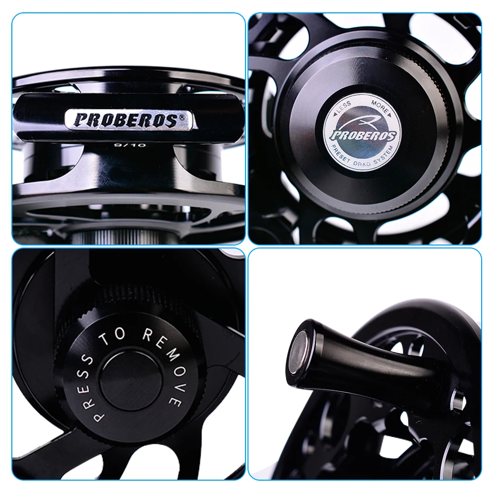 PROBEROS-carrete de pesca con mosca CNC, máquina de corte grande, fundición a presión de aluminio, aparejos de pesca, 5/7, 7/9, 9/10 - imagen 5