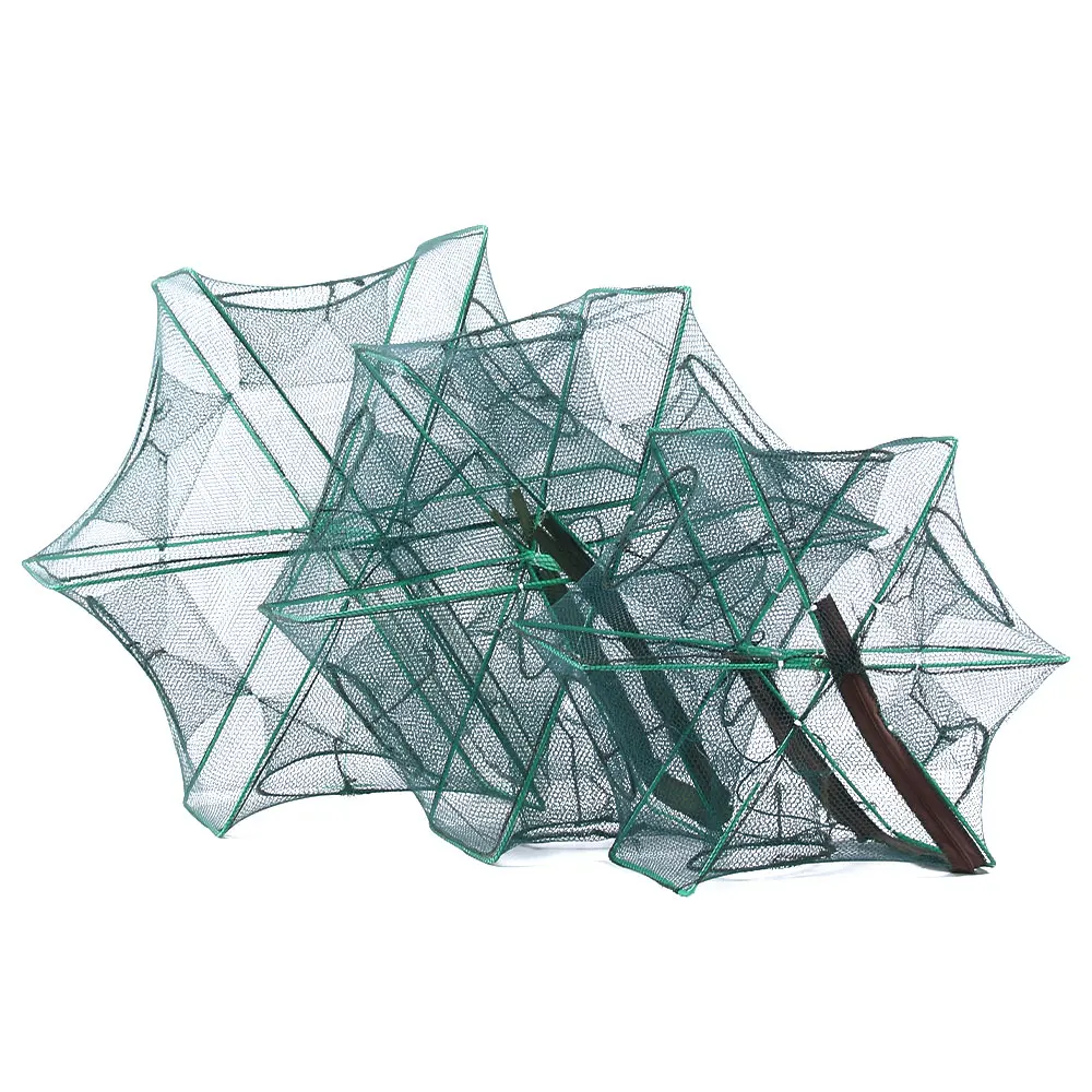 Red de pesca automática reforzada con 6 agujeros, jaula de nailon plegable, 195g - imagen 3