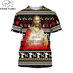 Camiseta de pesca Navidad hombre estampado 3D manga corta