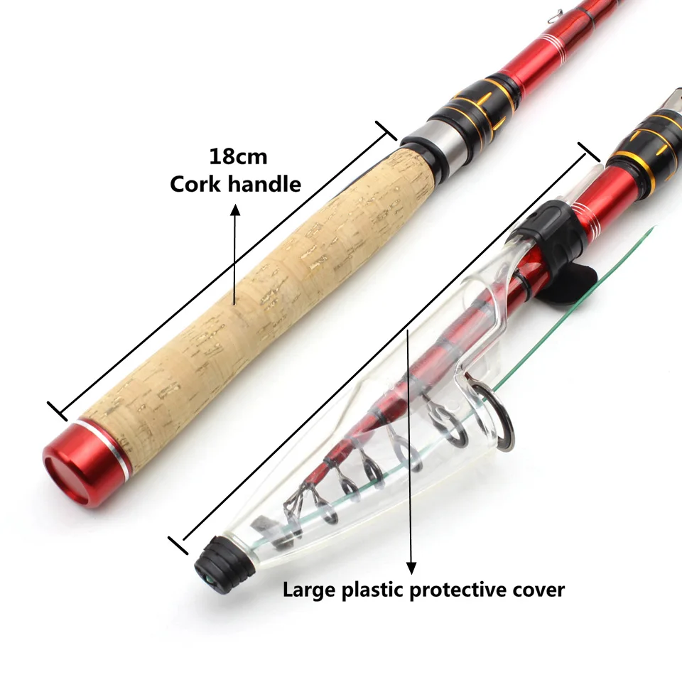 Caña de pescar retráctil ultraligera y ultracorta de 1,6 M-2,7 M, caña de pescar portátil de carbono con mango de madera, poste de bolsillo con anillo guía grande - imagen 5