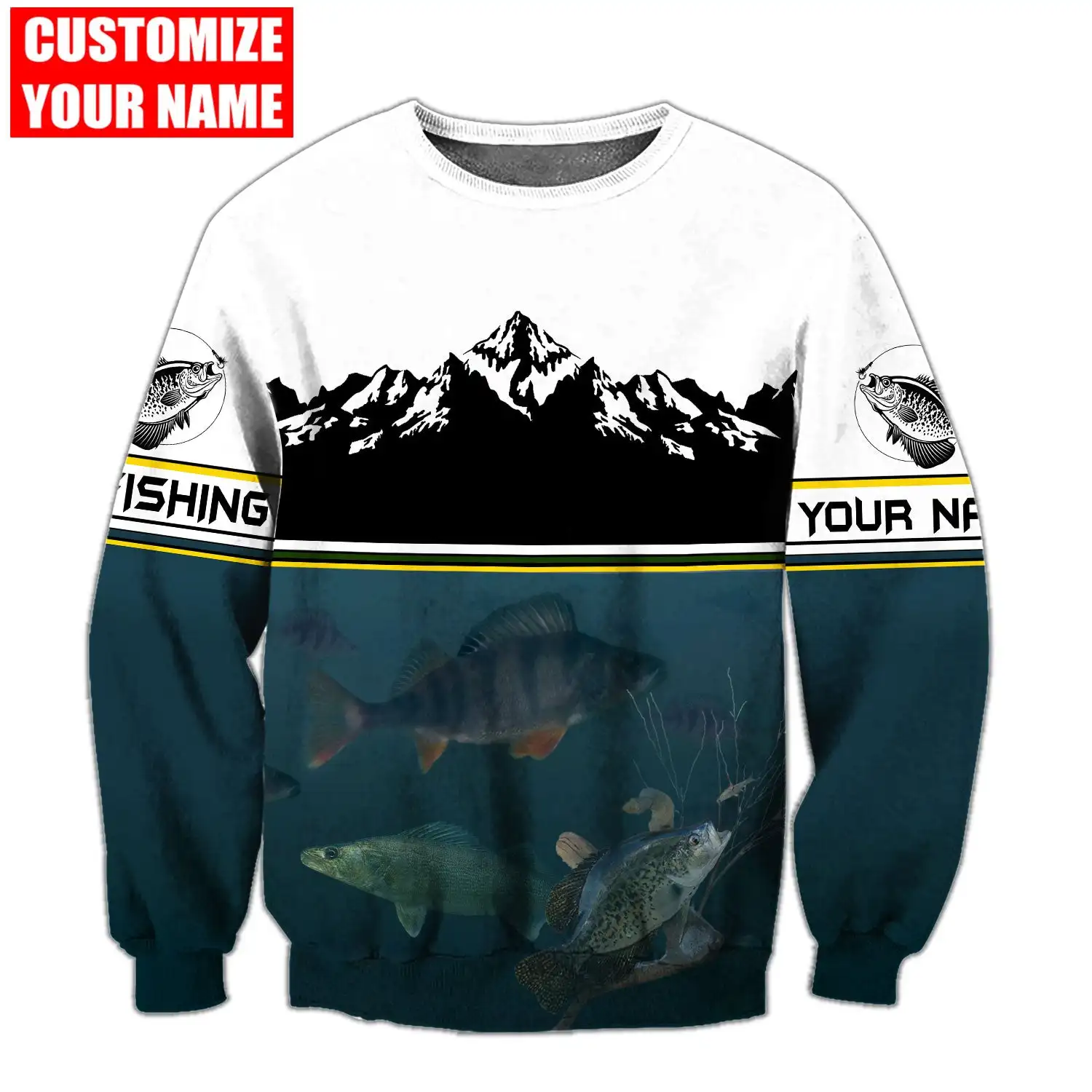 Sudadera con capucha y sudadera para hombre con estampado 3D de nombre personalizado de pesca bajo el agua, sudaderas con cremallera Unisex de otoño, ropa de calle informal KJ827 - imagen 4