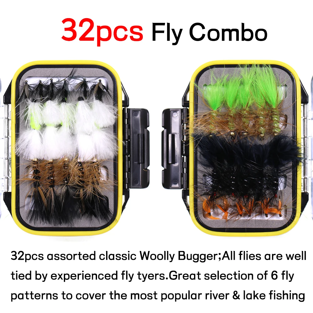 Bimoo-Juego de señuelos de pesca con mosca, conjunto surtido de señuelos de pesca con mosca húmeda, trucha, salmón, Crappie, lubina, 32 unidades - imagen 2