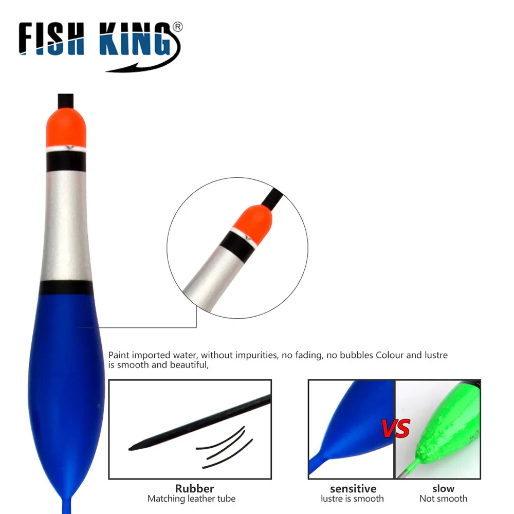 FISH KING-Juego de flotadores de Pesca, 10 unidades por lote, Flutuador de colores de tamaño mixto para carpa, boya de Pesca, aparejos de Pesca - imagen 4
