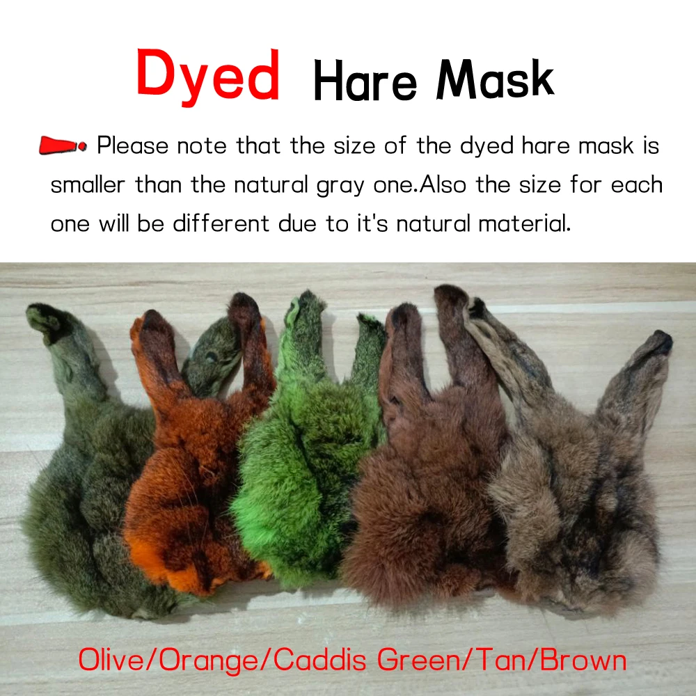 Máscara de liebre Natural y teñida, Material de doblaje de piel de conejo Natural para moscas, ninfa, oreja de liebre, señuelo de mosca, atado de cebo, 1 ud. - imagen 3