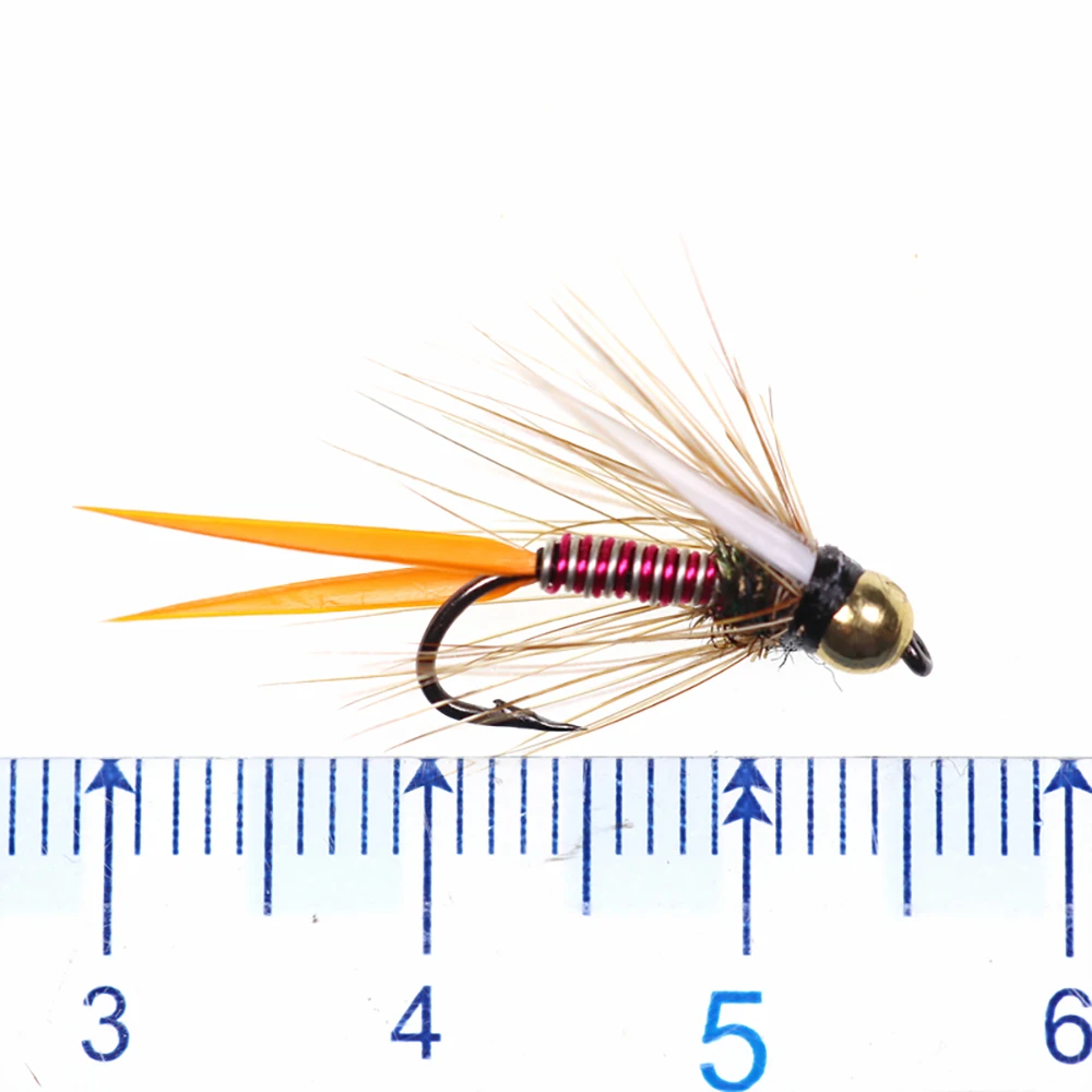 ICERIO, 6 uds., cabeza de cuentas de latón, alambre caliente, príncipe, ninfas, moscas de piedra, trucha, pesca, señuelo con mosca, cebos, anzuelo con púas - imagen 2