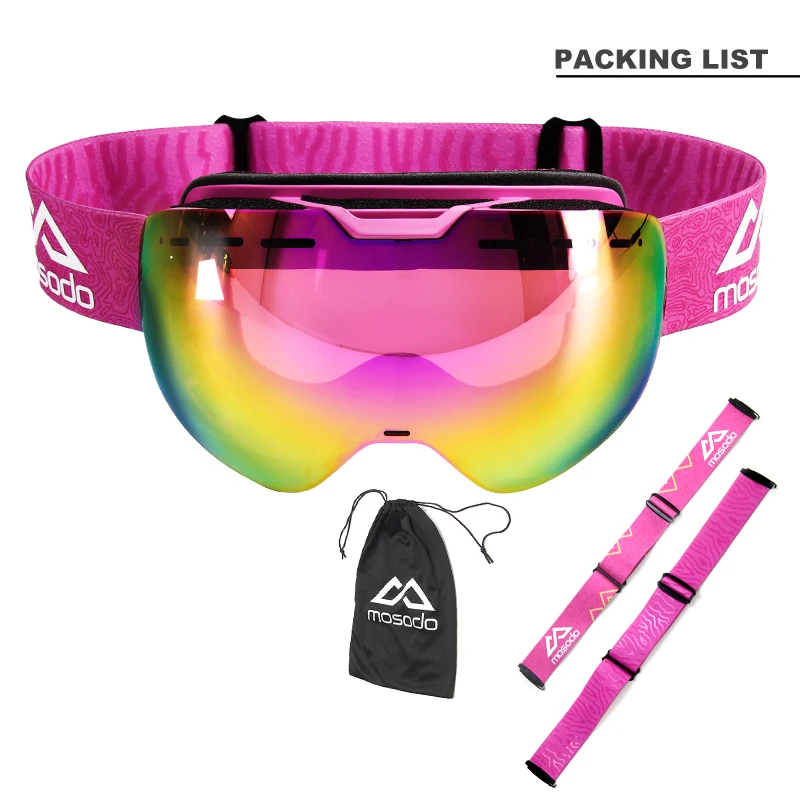 Mosodo-Gafas de esquí magnéticas para hombre y mujer, lentes esféricas de invierno para Snowboard, antiniebla, para exteriores, Skate y esquí - imagen 3