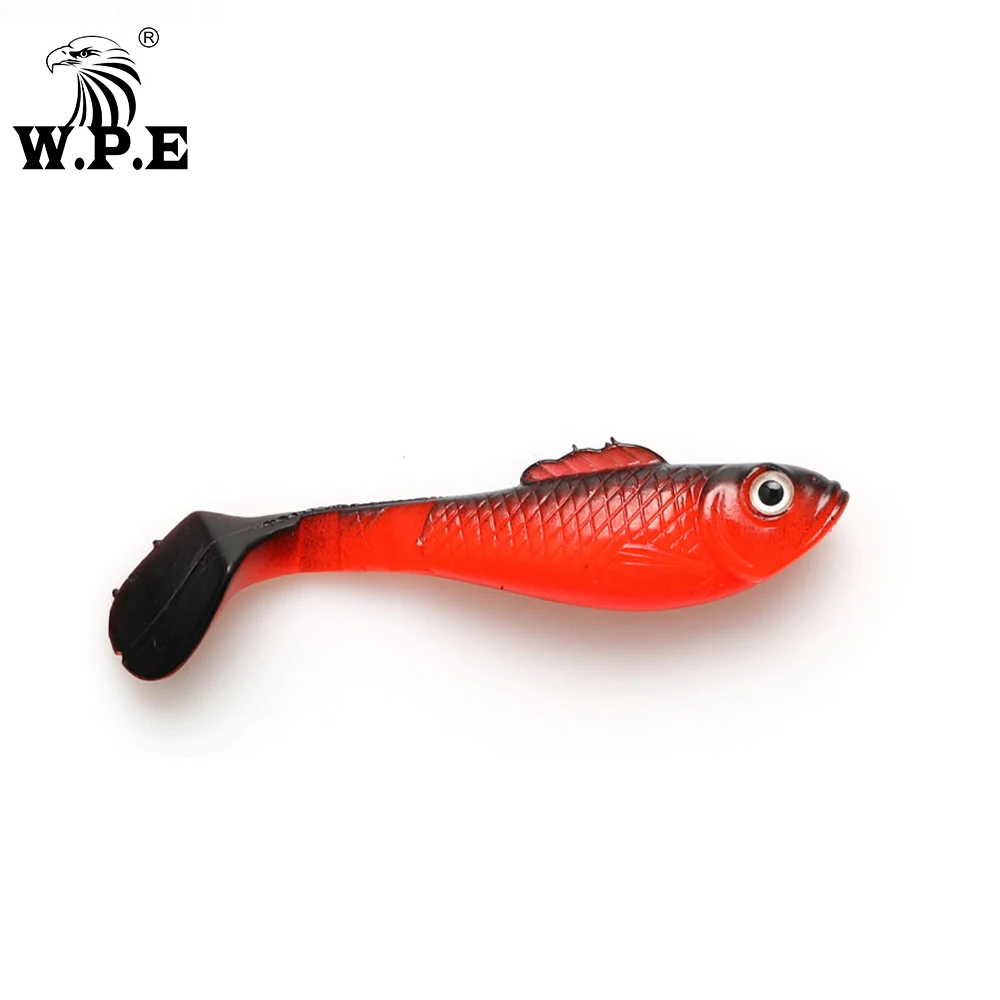 W.P.E-señuelo de pesca biónico, cebo suave de 80mm, ojos 3D, de silicona, Wobblers, aparejos de pesca, 5 unids/paquete - imagen 5