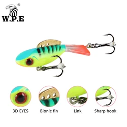 W.P.E-señuelo de Pesca de hielo para invierno, 1 unidad, 46mm/55mm, 7,2g/10g, señuelo duro, equilibrador de 15 colores, aparejos de Pesca Jigging de plomo