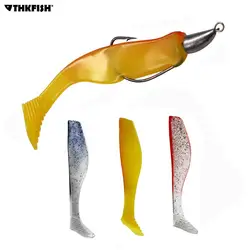 THKFISH 10 Uds señuelo de pesca suave 100mm 5,7g 100mm Wobbler cola en T cebos de gusano suave cebo Artificial de silicona Swimbait para lubina