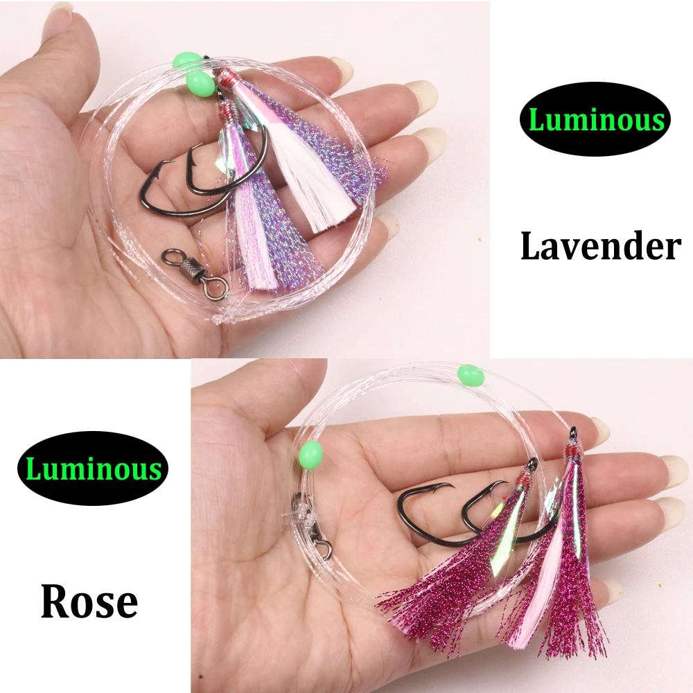 Pargo luminoso brillante para pesca en el mar, aparejo de Jigging de trucha, Sabiki, 10 bolsas, 5/0 - imagen 4