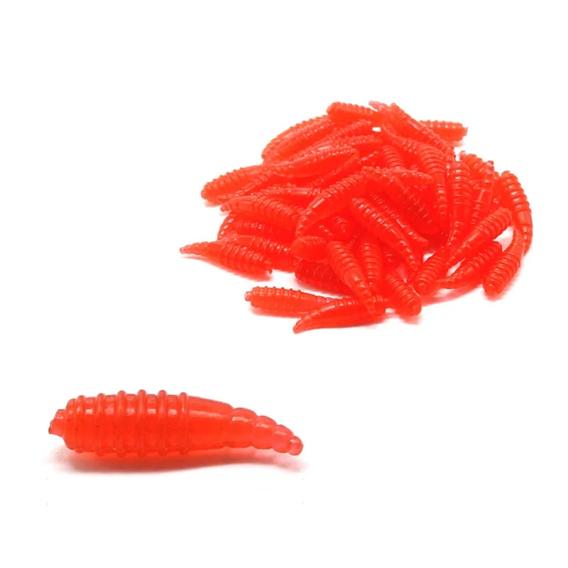 50 unids/lote pan suave bug biônico larvas trucha señuelo 1,6 cm/0,12g mano poste cebo carpa señuelo de pesca realista gusano larva gusanos - imagen 4