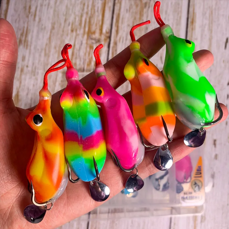 OBSESSION-Juego de señuelos de silicona suave para pesca de carpa, cebo Artificial Wobbler de rana, caja de aparejos, 5 uds. - imagen 3