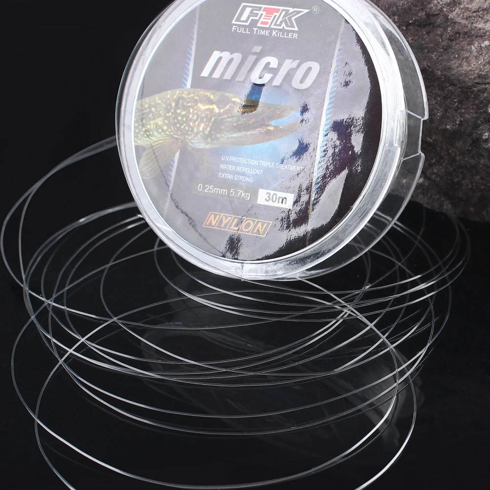 Línea de nailon para pesca en hielo FTK, 30M, 2,9-12,5 LB, 1,3-5,7 kg, 0,08-0,25 de diámetro/MM, línea de pesca transparente para alambre de carpa, nailon para hielo de invierno - imagen 5