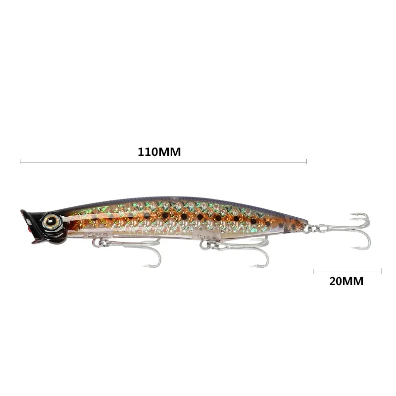 Señuelos de Pesca Popper de 11cm/13g, de alta calidad Wobblers, cebos duros falsos, aparejos de pesca artificiales Isca, 1 ud. - imagen 4