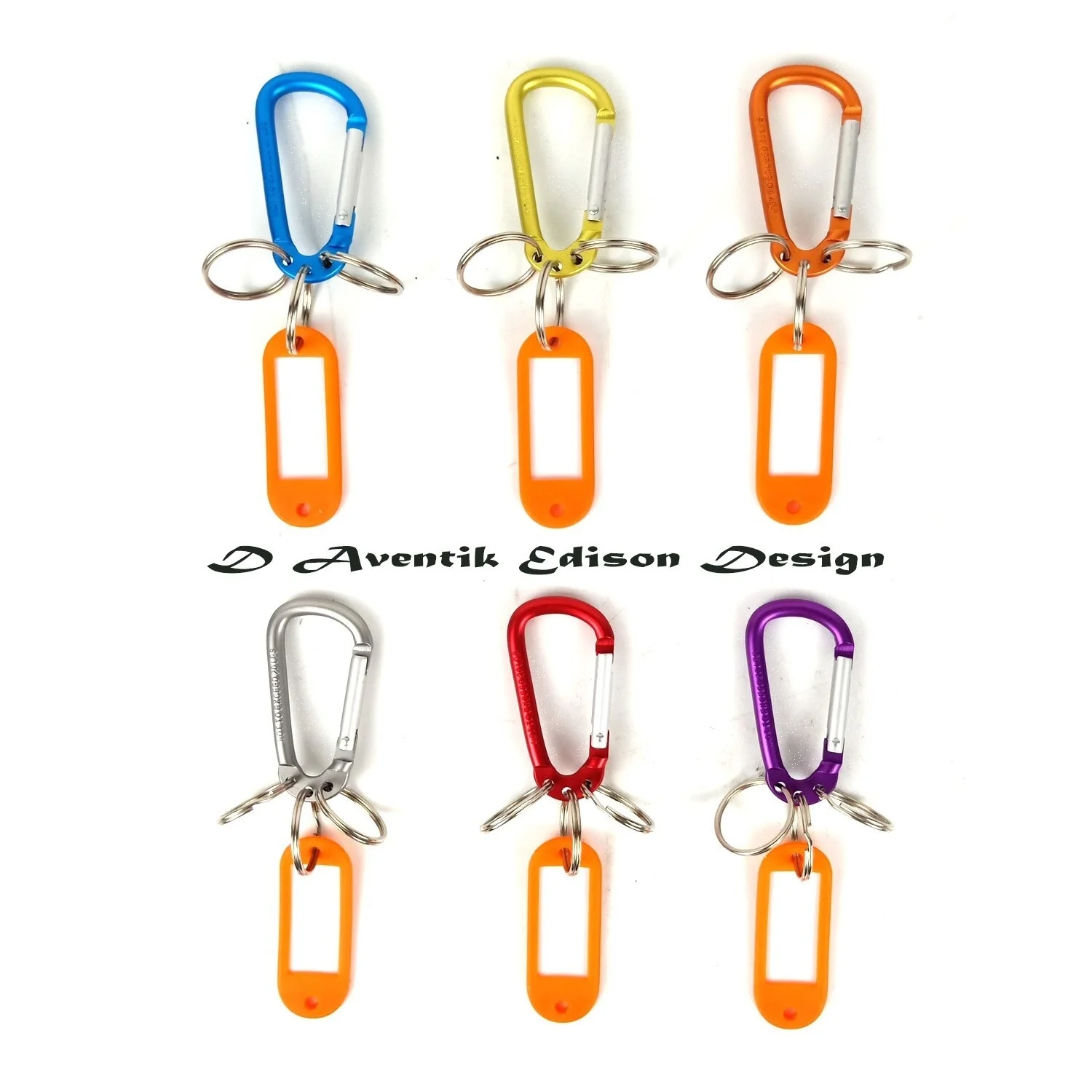 Aventik-hebilla de mosquetón de aluminio, 3 llaveros, 1 etiqueta de nombre, calidad multiusos, paquete de 6 colores, 8 piezas - imagen 3