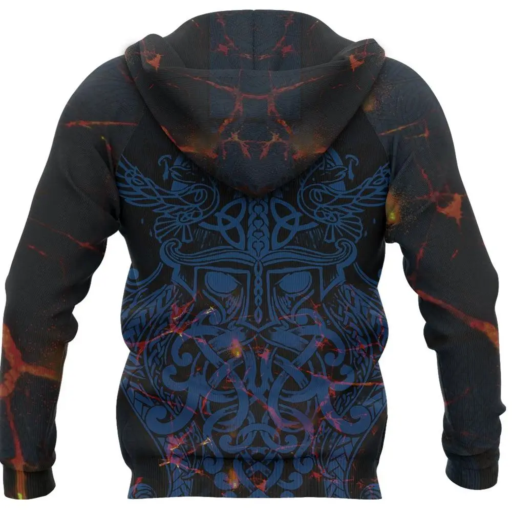Sudadera con capucha de vikingos Odin The All Father, sudadera con estampado 3D para hombre con cremallera, ropa de calle Harajuku, chaqueta informal Unisex, chándales KJ0138 - imagen 2