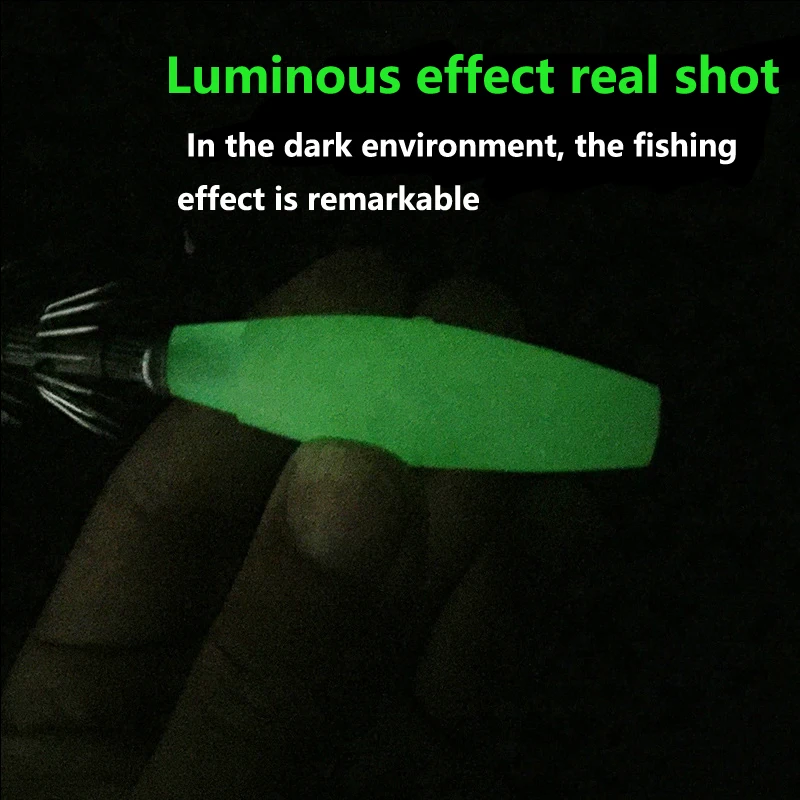 Anzuelo de calamar verde luminoso, señuelo duro Artificial para pesca nocturna en agua salada, 9,5 cm, 10,5 cm, 2 unids/lote - imagen 3