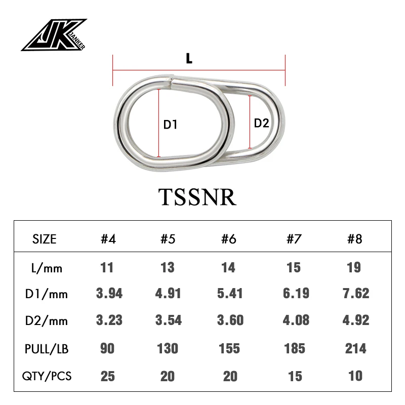 Nuevos anillos de pesca JK, anillos divididos de acero inoxidable, anillo sólido reforzado de alta calidad, anillo de conexión de señuelo, accesorios de pesca - imagen 4