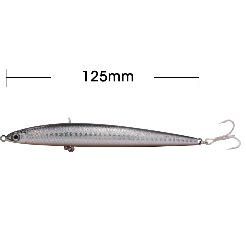 TacklePRO PE19 lápiz que se hunde 125mm 27,5g señuelo de pesca lubina cebo duro de agua salada diseño ruidoso con anzuelos Mustad - imagen 5