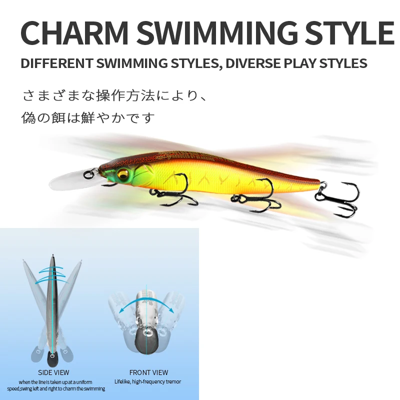 BEARKING Señuelos de Pesca, colores surtidos, manivela minnow, 11cm, 14g, sistema de peso de tungsteno Cebo de manivela, modelo en oferta, 10 colores - imagen 5