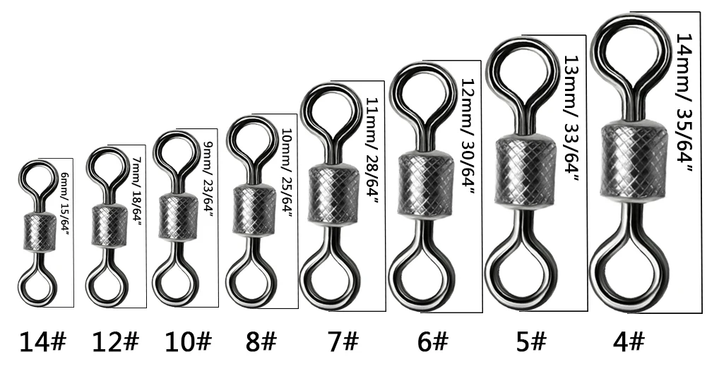 Conector montado en línea de pesca mostrando su rotación suave