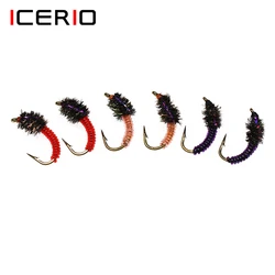 ICERIO-señuelo de pesca con mosca, 6 unidades, zumbador Midge, Nymph, trucha