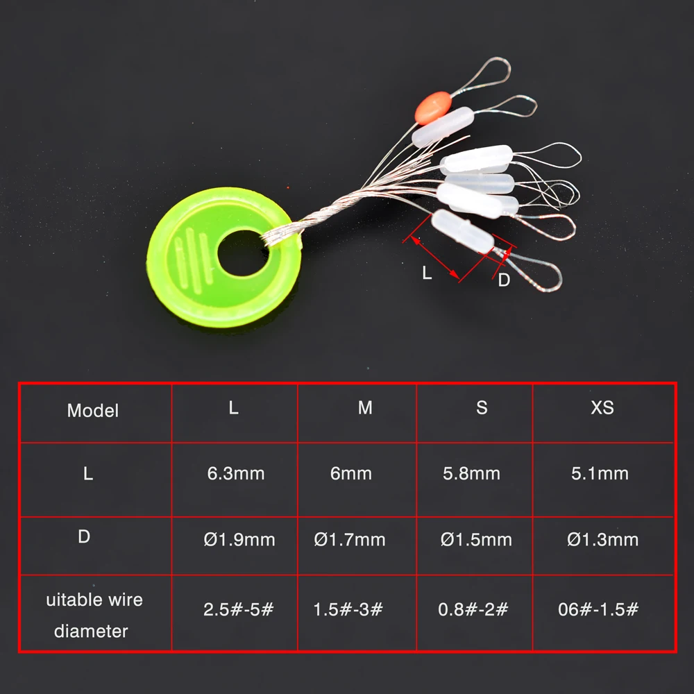 MNFT 100 juegos/800 Uds tapón de corcho de pesca 7 en 1 topes de plomo flotantes transparentes de silicona suave, tapón de cilindro de goma - imagen 5