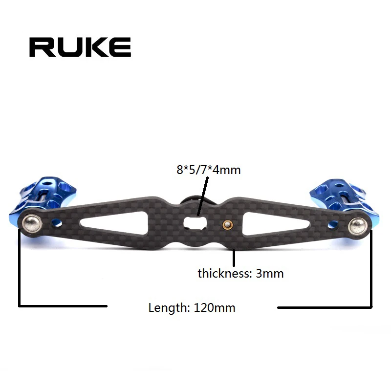 Mango de carrete de pesca Ruke, mango de fibra de carbono con perilla de aleación, accesorio basculante, tamaño del orificio 8X5/7x4mmm, traje para tipo A/D/S - imagen 4