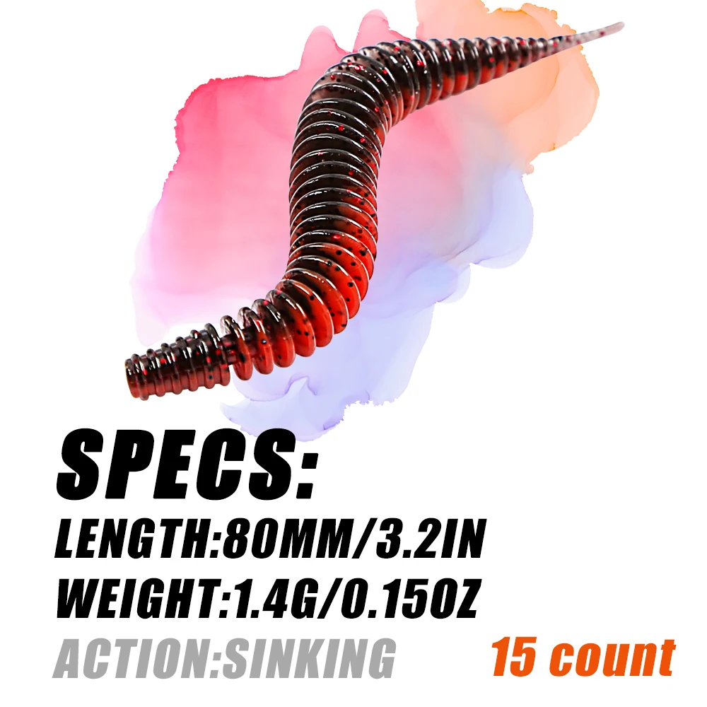 B & U-señuelo de pesca brillante de 80mm, señuelo suave, gusano, sábalo, cebos de silicona, larva, Wobblers, Lucio y lubina, Swimbait, señuelo Artificial souple - imagen 2