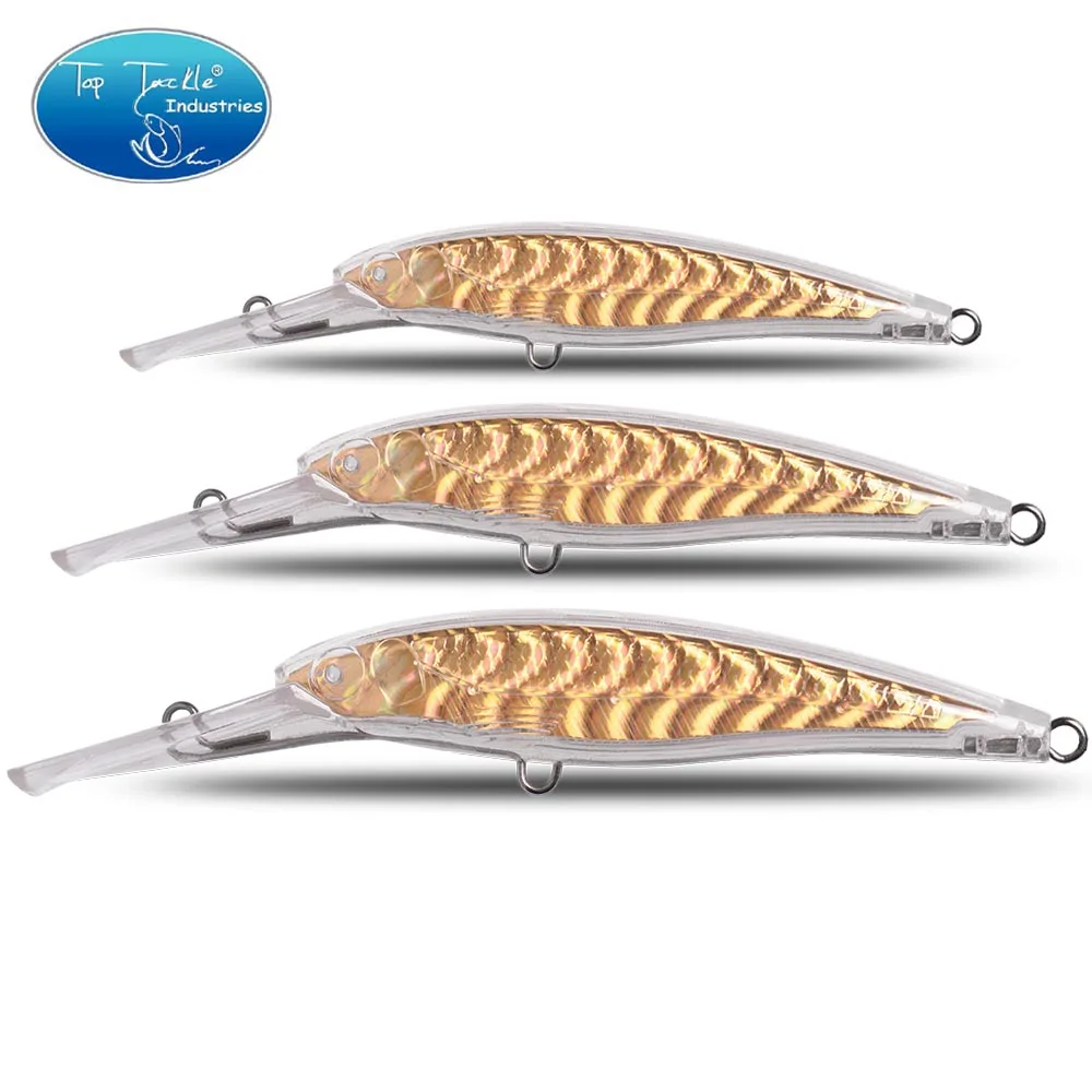 Señuelo de arrastre sin pintar de 140mm/160mm/180mm, Juego de 3 unidades con uno de cada tamaño, cebo duro flotante/hundido Minnow - imagen 5