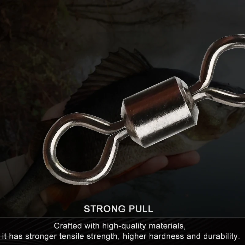 MEREDITH 50 unids/lote, tamaños giratorios de pesca, conector sólido, rodamiento de bolas, giratorios de pesca a presión, cuentas de acero inoxidable rodantes - imagen 3