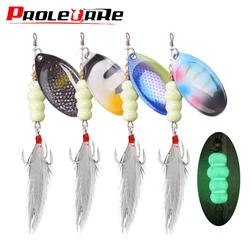 Señuelo de pesca de Metal luminoso, cebo giratorio Wobbler con anzuelos triples, cuchara giratoria, 9g, 12g, 1 unidad