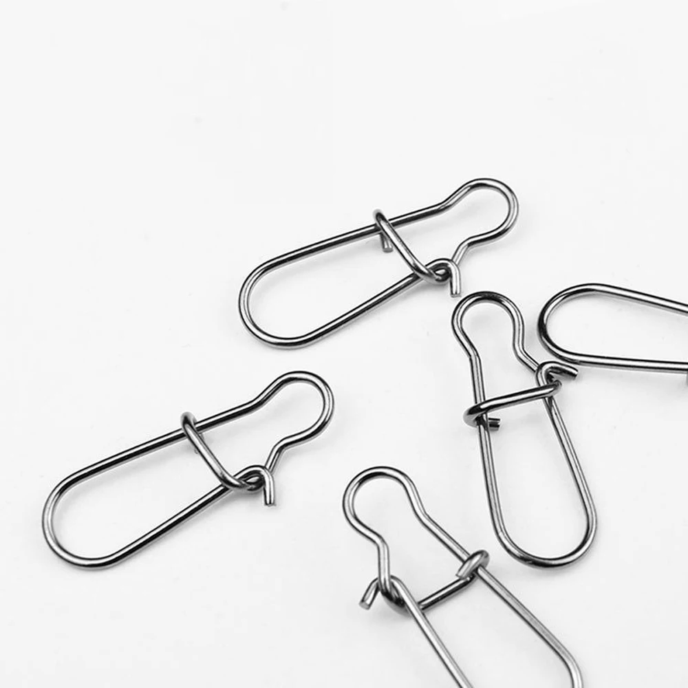 Conector de bloqueo de Clip rápido, anillos giratorios sólidos, señuelo de Pesca de carpa de acero inoxidable, aparejos de conector de Pesca a presión, 10 Uds. - imagen 5