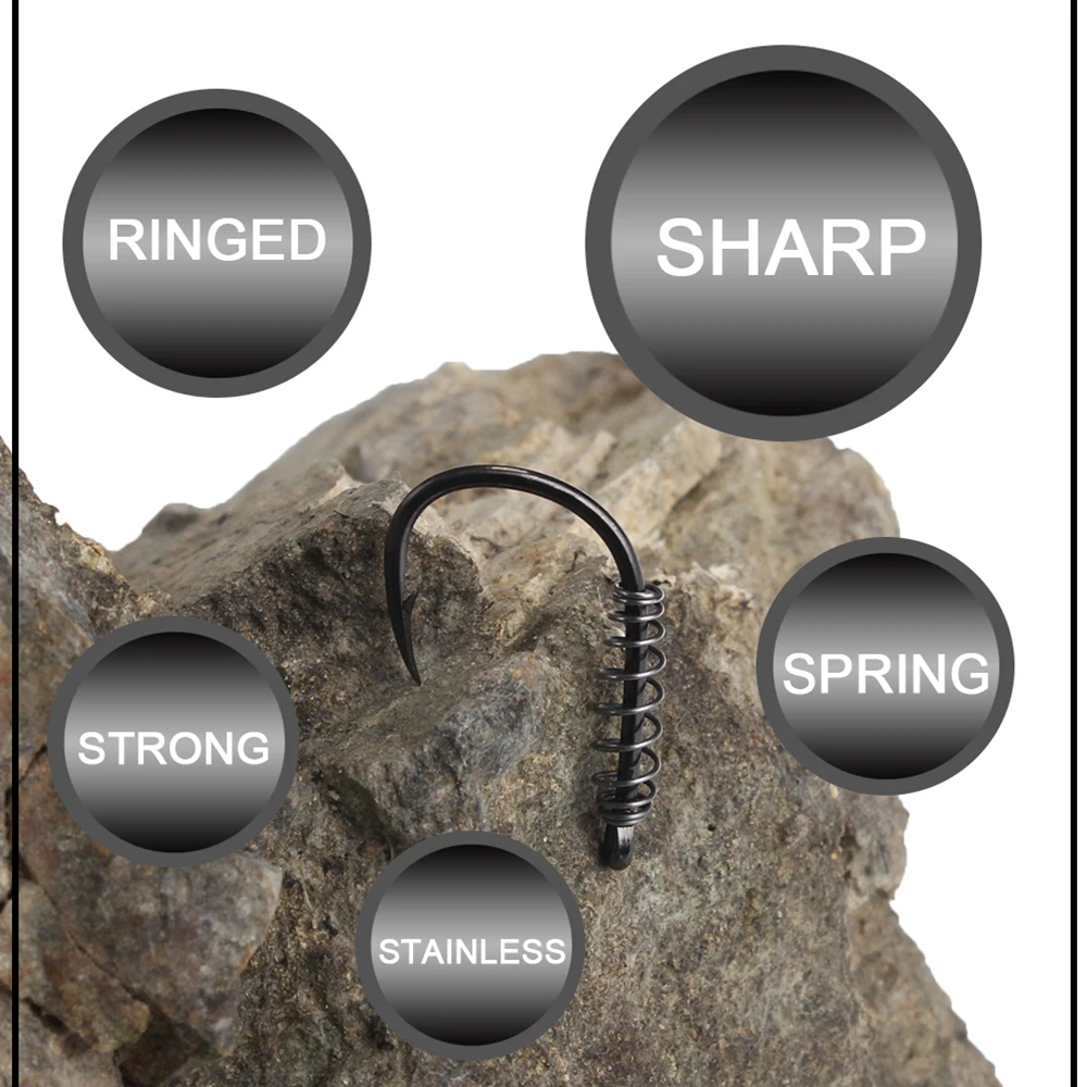 Anzuelo de pesca FISH KING, anzuelos de pesca de carpa con círculo de púas, 5 unidades por paquete, anzuelo de explosión sin plantilla, accesorios de pesca con mosca - imagen 3