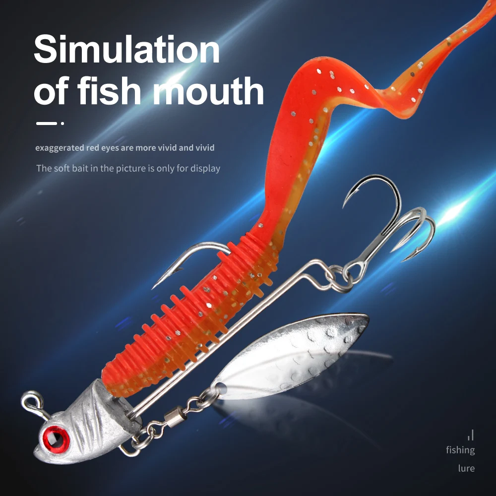 FTK 7,6g 17,5g anzuelo de pesca con cabeza de anzuelo con cuchara de Metal plata oro 3D ojo suave señuelo anzuelo cebo aparejos lubina - imagen 5