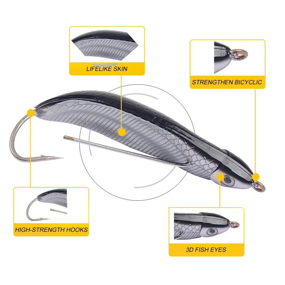 Señuelo de pesca de carpa, cebo duro Artificial, Swimbait realista para lubina, Lucio, 7,2g, 18g, nuevo, 1 ud. - imagen 5