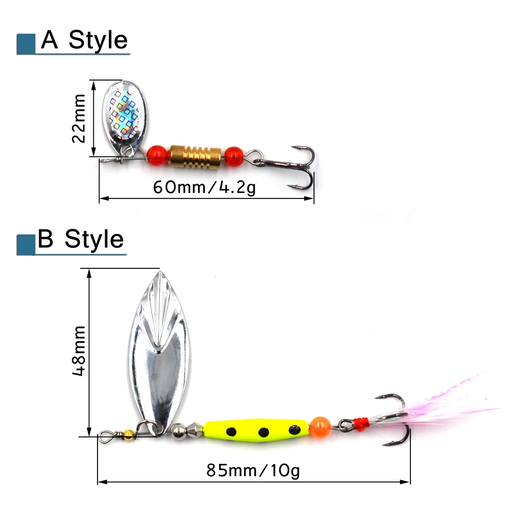 MNFT 6 uds anzuelos triples Wobblers cuchara lentejuelas Metal giratorio Spinner señuelo de pesca 4,2g/7g/10g perca Lucio aparejos de pesca giratorios - imagen 5