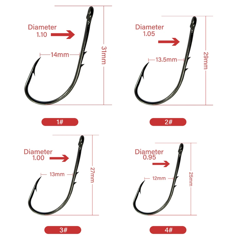 Mosodo-anzuelo de pesca con púas, accesorio de acero al carbono, doble púas, 1 #-14 #, 100 Uds. - imagen 3