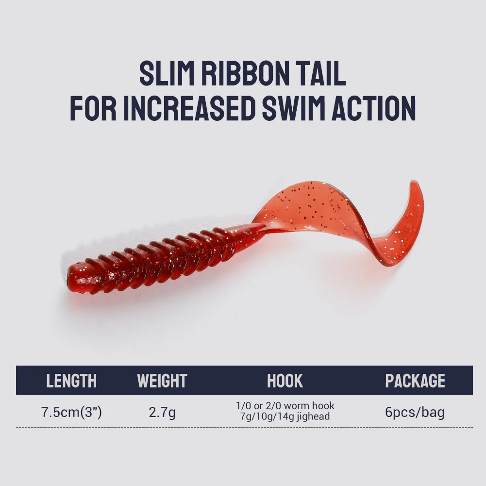 Noeby-señuelo de pesca de silicona suave, 7,5 cm, 2,7g, cebo Artificial de cola ancha, gusano Grub, Wobblers, Jig, Swimbaits para señuelos de pesca de mar - imagen 2