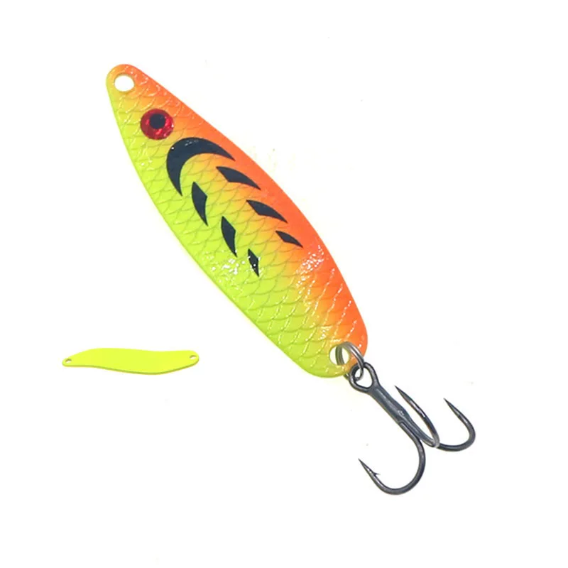 Señuelo de pesca con cucharas de Metal, señuelos duros de 62mm y 10g, anzuelo triple, cebo de Metal para lubina, salmón, Artificial, Wobblers, Spinner, SequinsJigging - imagen 4