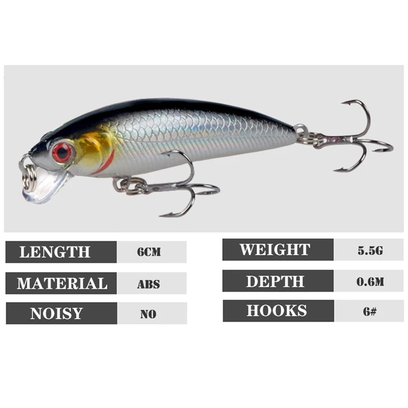Señuelo artificial para pesca deportiva en río, cebo duro en variedad de modelos, de 5g y 50 mm, tipo Crankbait, Minnow y Wobbler por 1 unidad - imagen 4