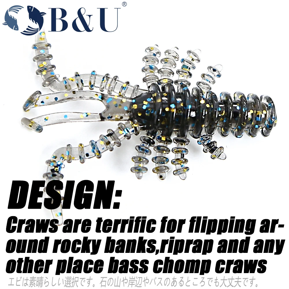B & U Crazy Craws señuelos 40mm/20 piezas señuelo suave Señuelos de pesca camarones langosta señuelo de plástico suave Señuelos de pesca - imagen 5