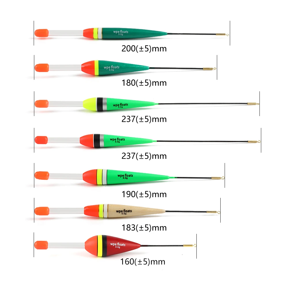 W.P.E-flotador de Pesca, 5 unids/paquete, abeto, tamaño 5g, Pesca de carpa, 16-20cm, aparejos de Pesca, boya Vertical, Bobber - imagen 3
