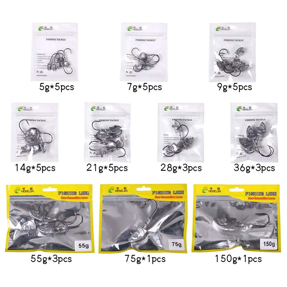 Ganchos de cabeza de anzuelo 3,5g 5g 9g 13g 21g 28g 36g 55g 75g 150g gancho de cabeza de plomo anzuelo de señuelo cabeza de plantilla anzuelos de aparejos de pesca - imagen 5