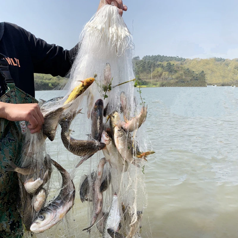 Red de enmalle de tres capas de alta calidad, red de pesca de alambre de nailon finés, trampa de pesca reutilizable, 50 metros de largo y 1,5 metros de alto - imagen 4