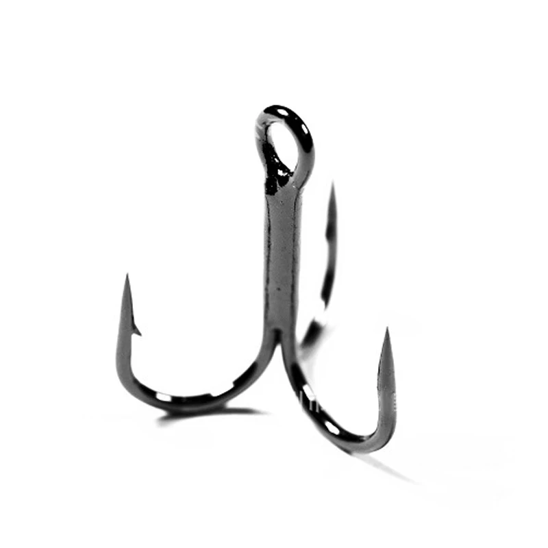 Anzuelo de pesca negro de acero de alto carbono, anzuelos volteados triples, aparejos de pesca, curva redonda, agudos para lubina, 2 #4 #6 #8 #10 #, 10 piezas por lote - imagen 4