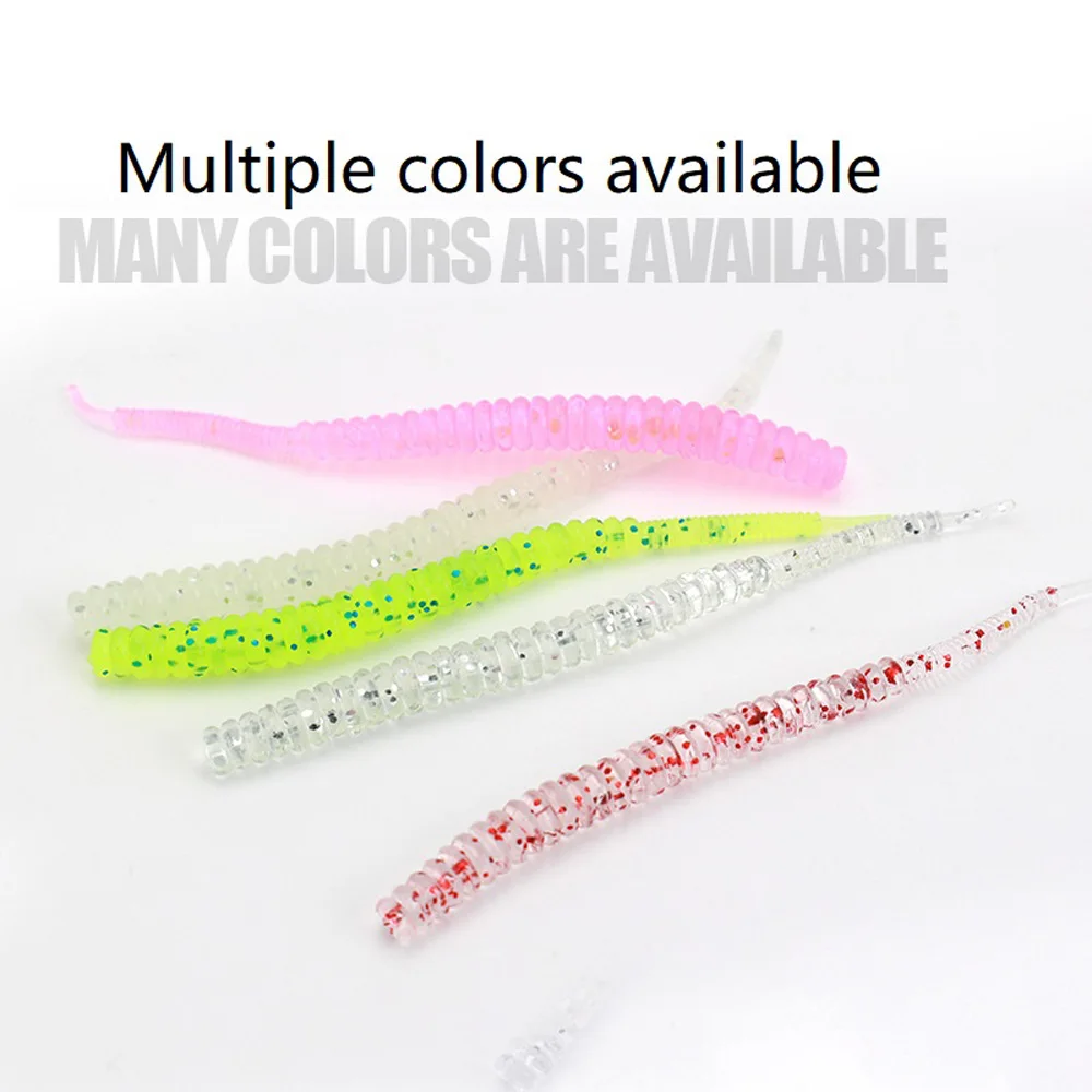 20 unids/lote Pesca de raíz pequeño cebo suave 50mm 60mm Wobbler cola de aguja Artificial hilo de señuelo de silicona cebo de gusano Shearable Pesca - imagen 3