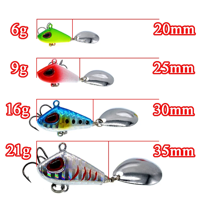 1 unidad 6g/9g/16g/21g nuevo Metal Mini VIB cuchara Spin lentejuelas señuelo aparejos Pin cebo duro Crankbait vibración Spinner hundimiento pesca - imagen 4